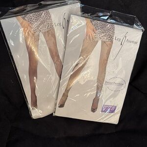 Two pairs Brand New Black Fishnet Pantyhose Plus Size 1x- 3x